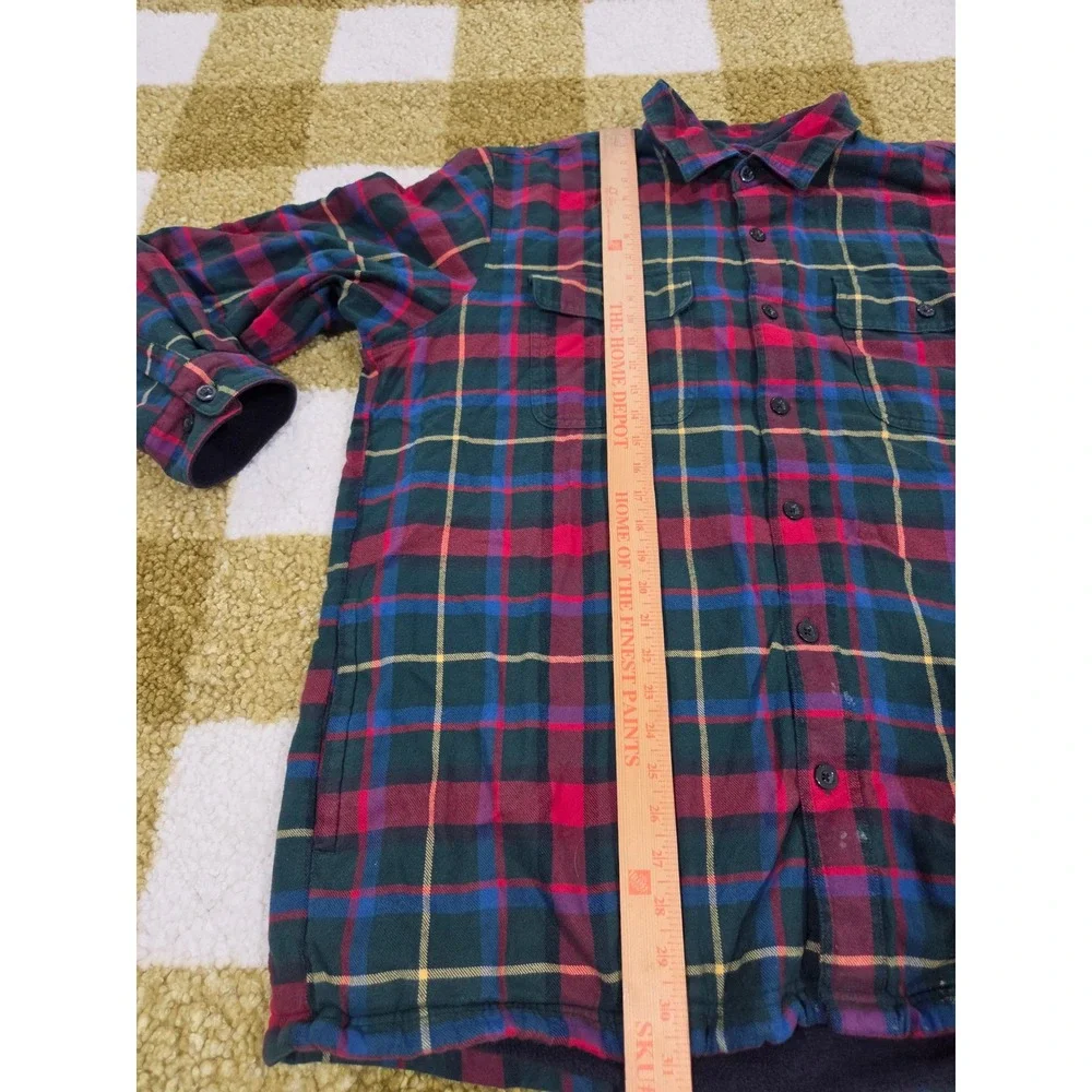 LL Bean Mens XL Plaid Flannel Shirt Jacket Fleece Lined Traditional Fit 298189